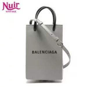 Balenciaga Shopping Phone Holder Shoulder Bag Gray